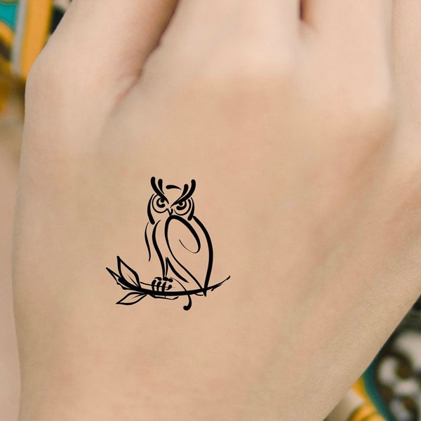 Owl Branch Temporary Tattoo