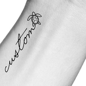 Custom Name Turtle Temporary Tattoo (2 Inch)