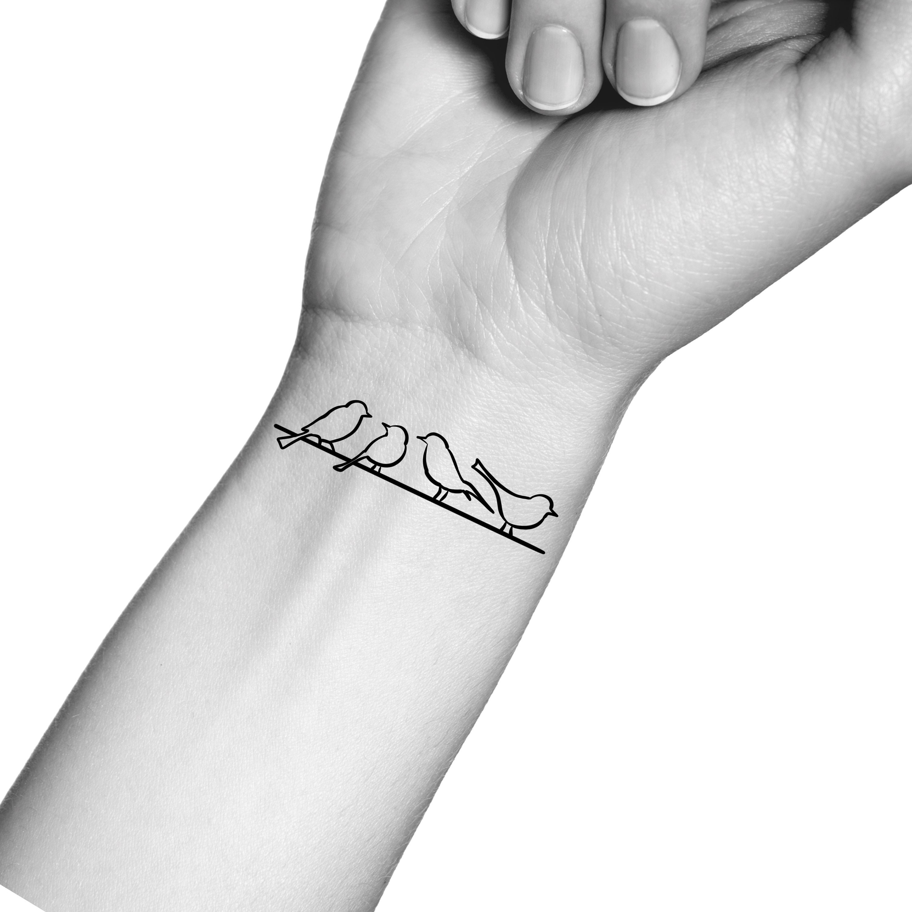 4 Birds on a Wire Temporary Tattoo - Etsy