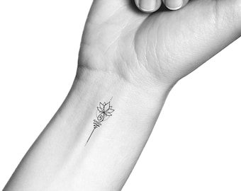 Little Lotus Unalome Temporary Tattoo