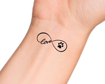 Love Paw Print Infinito Tatuaje Temporal