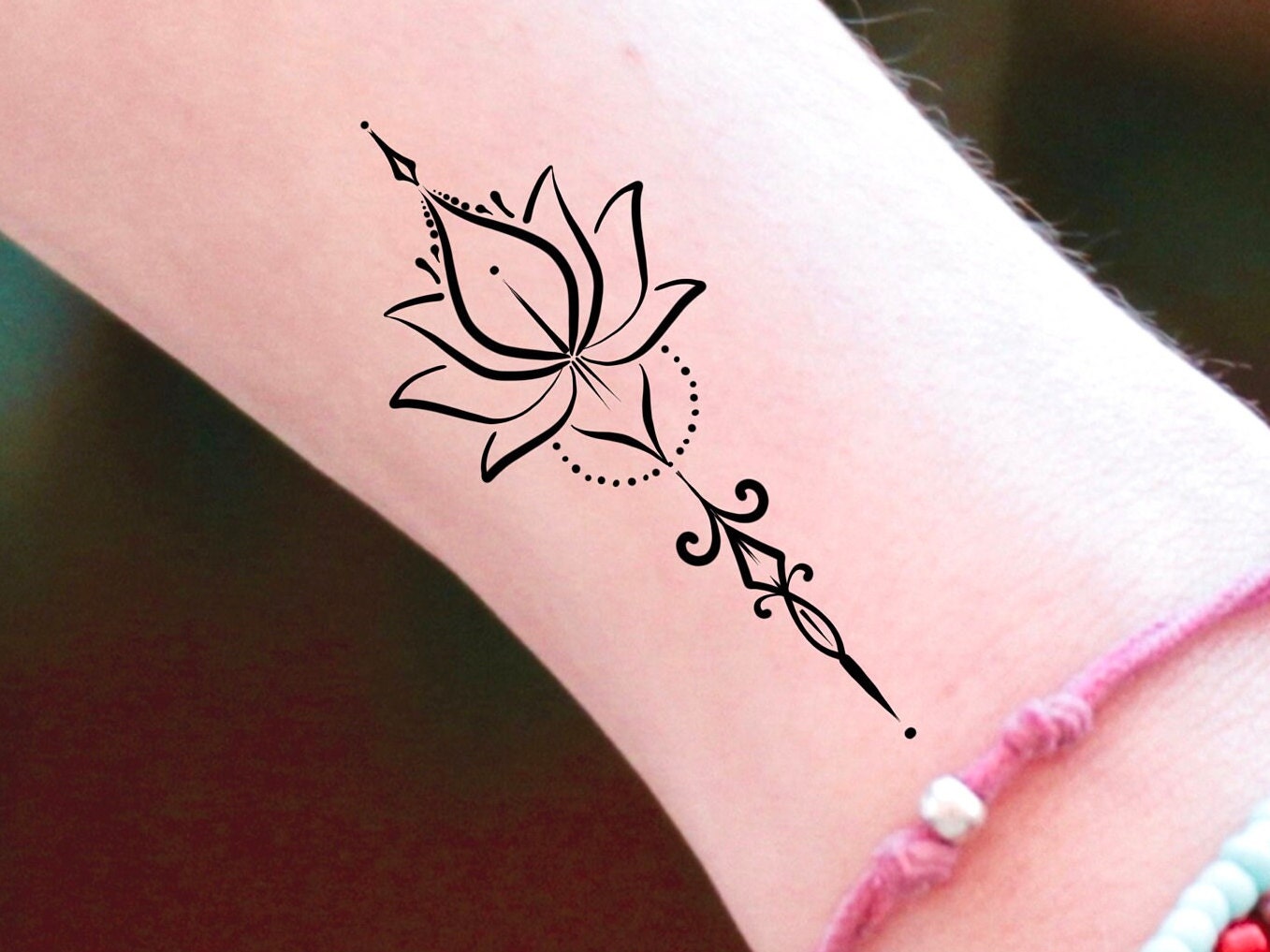 Lotus Arrow Temporary Tattoo