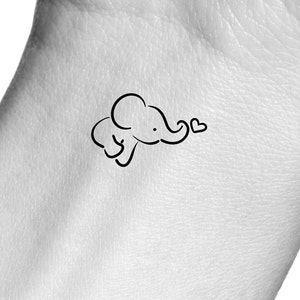 Baby Elephant Heart Temporary Tattoo