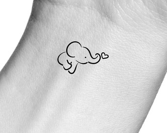 Baby Elephant Heart Temporary Tattoo