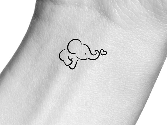 Baby Elephant Heart Temporary Tattoo - Etsy Norway
