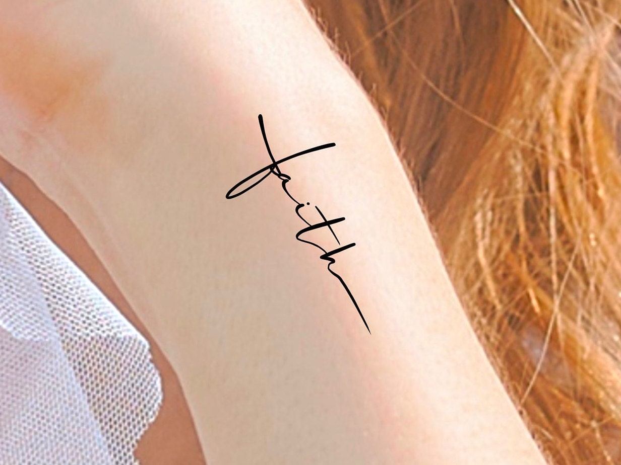 faith tatooトップス Faith Cross Temporary Tattoo - Etsy Canada