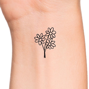 3 Daisies Temporary Tattoo
