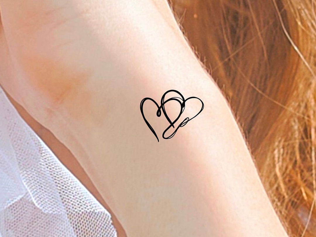 Tatouage Femme Coeur Avec Initiale 2 Cœurs Tatouage Temporaire - Etsy France