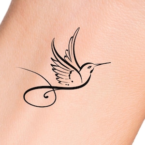 Hummingbird Line Temporary Tattoo
