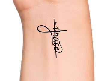 Grace Cross Temporary Tattoo - Religious Script Grace Tattoo