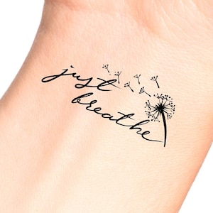 Just Breathe Dandelion Temporary Tattoo