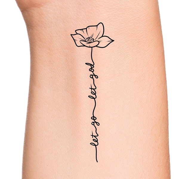 Let go let god flower Temporary Tattoo