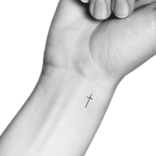 Minimalist Tiny Cross Temporary Tattoo