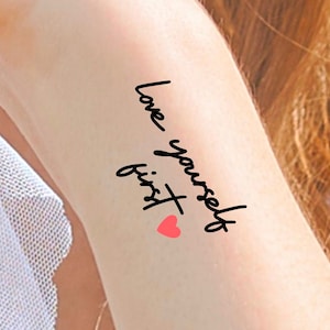 Love Yourself First Heart Temporary Tattoo