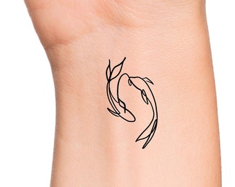 Koi Fish Line Temporary Tattoo