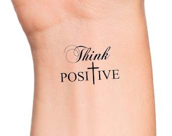 Think Positive Cross Temporary Tattoo