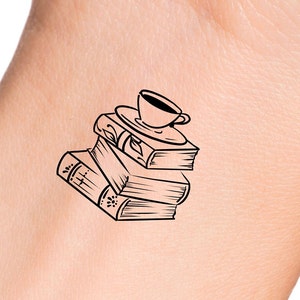 Books and Coffee Temporary Tattoo