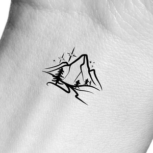 Mountain Stars Trees Temporary Tattoo