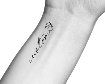 Custom Name Paw Print Temporary Tattoo