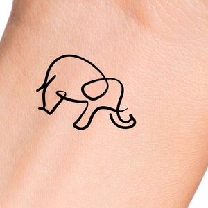Elephant 1 Line Temporary Tattoo