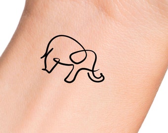 Elephant 1 Line Temporary Tattoo - Etsy Israel Elephant 1 Line Temporary Tattoo - Etsy Israel