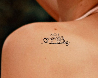 Owls Heart Temporary Tattoo