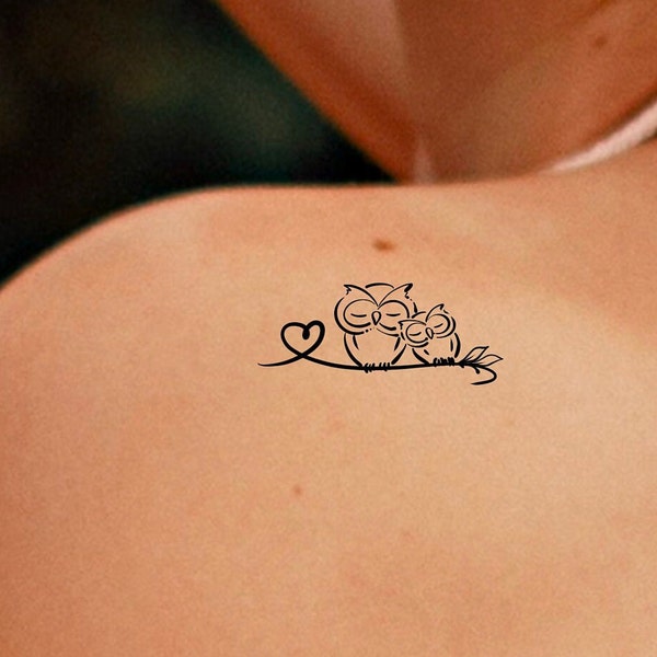 Owls Heart Temporary Tattoo