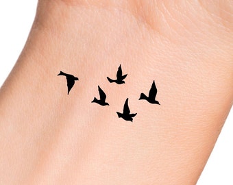 5 Silhouette Birds Temporary Tattoo