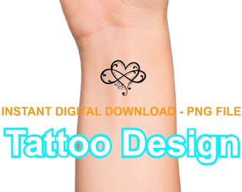 Infinity Heart Tattoo Design Digital Download PNG