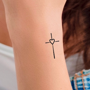 Cross Heart Temporary Tattoo