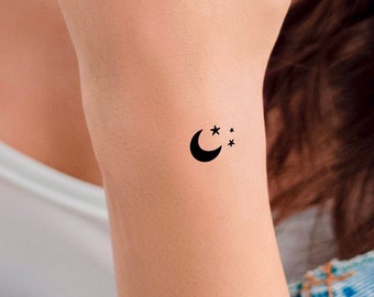 Moon Stars Temporary Tattoo - Etsy Moon Stars Temporary Tattoo - Etsy
