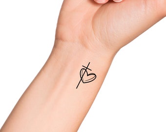 Cross Heart Temporary Tattoo / religious tattoo