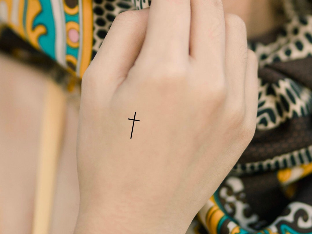 Tiny Cross Temporary Tattoo Etsy