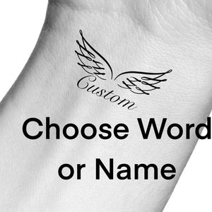 Custom Name Angel Wings Temporary Tattoo
