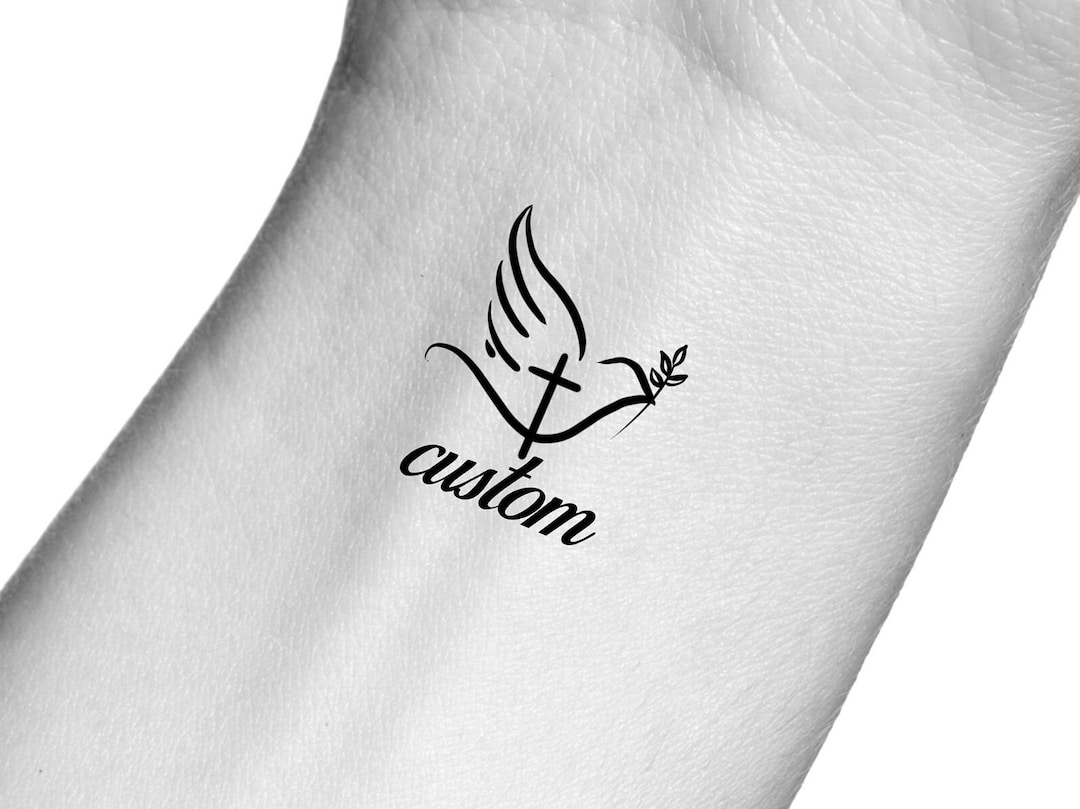 Custom Cross Dove Temporary Tattoo / Custom Name Tattoo / Custom Word