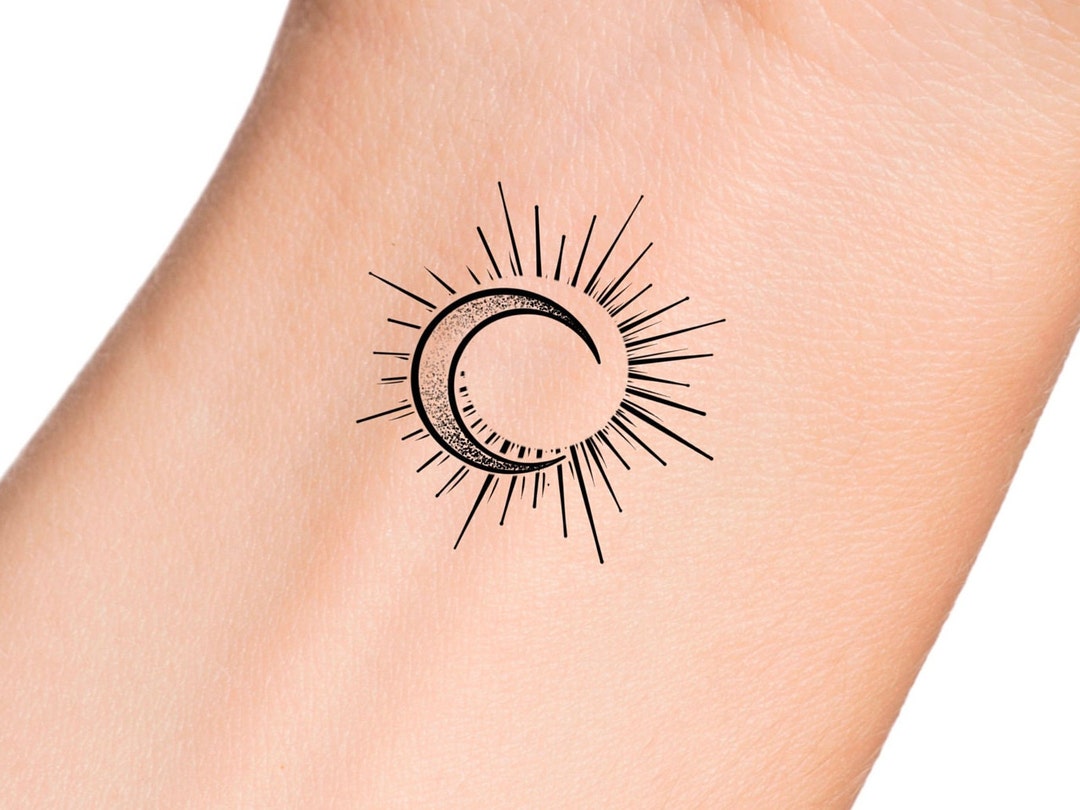 Moon Sun Temporary Tattoo Etsy moon-sun-temporary-tattoo-etsy