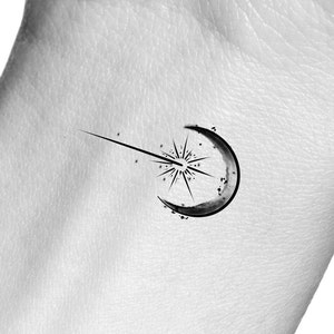 Shooting Star Temporary Tattoo Moon Star