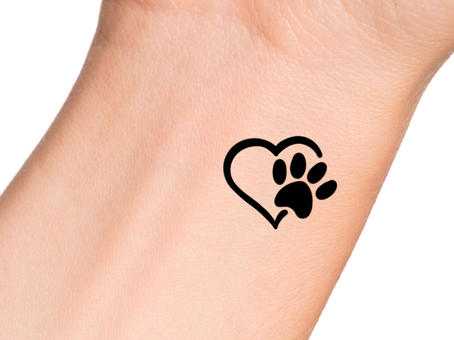 Small Paw Print Heart Temporary Tattoo - Etsy