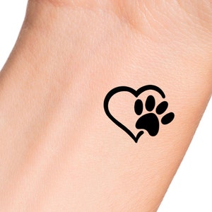 Small Paw Print Heart Temporary Tattoo