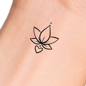 Small Lotus Heart Temporary Tattoo