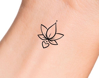 Small Lotus Heart Temporary Tattoo