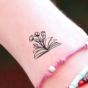 Book Flowers Temporary Tattoo