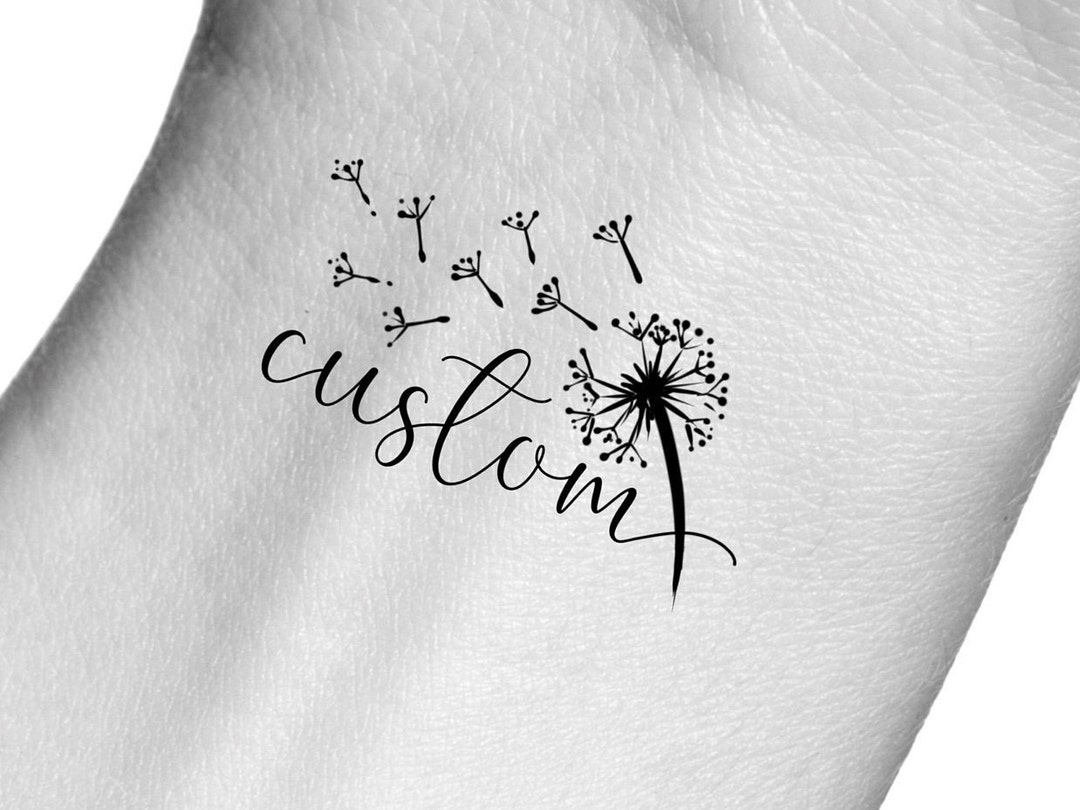 Custom Word Dandelion Temporary Tattoo / Custom Name Tattoo Etsy