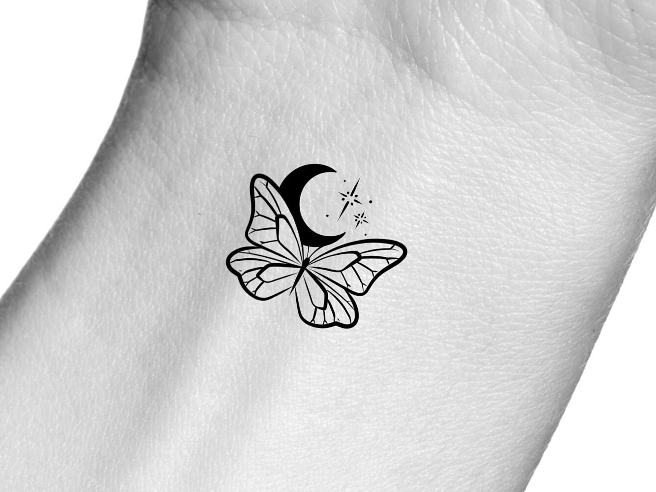 Premium Vector  Mystical emblem tatoo esoteric sign with butterfly eye and  moon