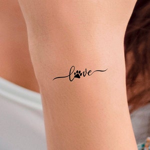 Love Paw Print Temporary Tattoo - Pet Love Dog Cat Memorial Tattoo