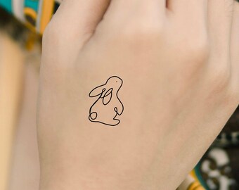 Bunny Rabbit Line Temporary Tattoo