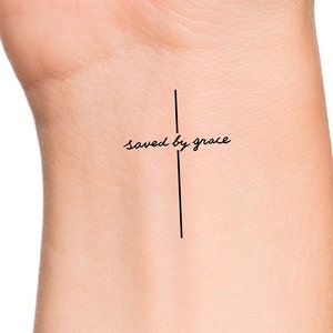 Saved by grace cross Temporary Tattoo