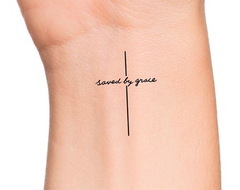 Saved by grace cross Temporary Tattoo