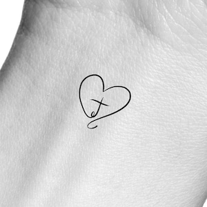 Heart Cross Temporary Tattoo