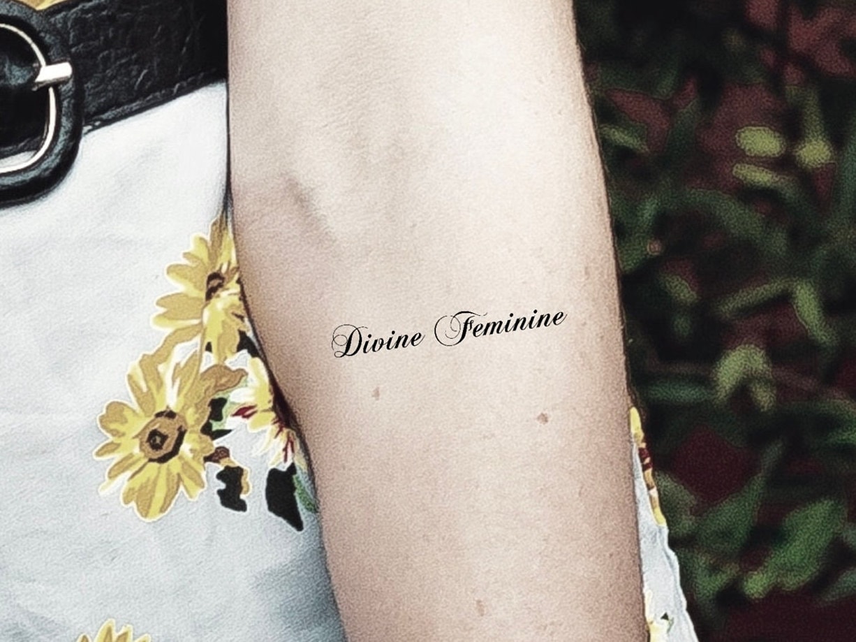 Divine feminine #finelinetattoo #scriptfineline #finelinetattoos #fine... |  TikTok